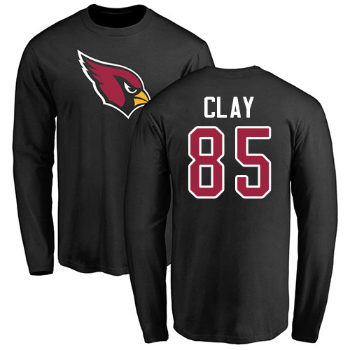 Arizona Cardinals Men Black Charles Clay Name And Number Logo NFL Football #85 Long Sleeve T Shirt->arizona cardinals->NFL Jersey